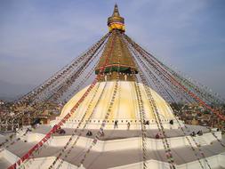 Nepal Buddhism Stupa roof and flags
