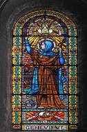 stained glass window with holy Mary