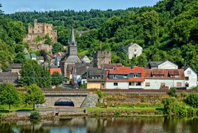 town near the river and forest in germany