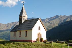 chapel at scenic mountains, italy, south tyrol