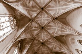 arched ceiling in the church