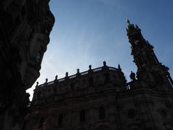 silhouettes of cathedral in dresden