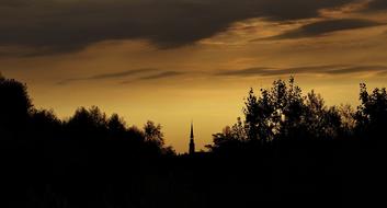 church tower at dawn