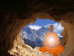 Buddhist monk in lotus position