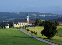 Pilgrimage Church and green garss