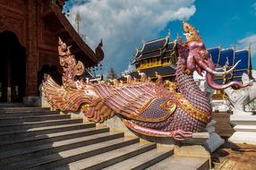 Temple Complex Dragon Snake statue