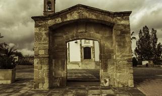 stone gate in a church in cyprus
