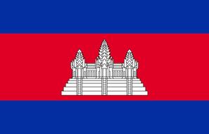 Beautiful, blue and red flag of Cambodia with white Angkor Vat emble
