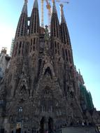 unusual architecture of the cathedral in Barcelona