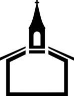 outlined silhouette of a church