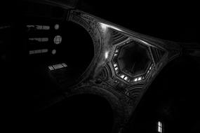 Black White Church ray of light