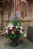 huge bouquet of flowers as a decoration of the interior of the church
