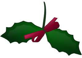 christmas holly ribbon and leaf