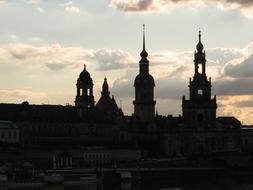 Dresden Cathedral silhouette at dusk