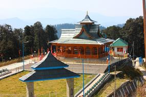 Hatu Peak Narkanda temple on a sunny day