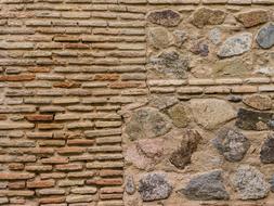 brick and wild Stone Wall close up