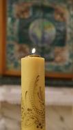 religious wax candle in the tabernacle