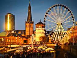 Ferris wheel on the Rhine embankment in Dusseldorf