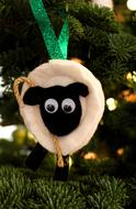 lamb toy on christmas tree