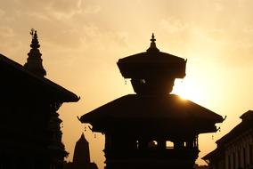 evening photo of the temple in Kathmandu, Nepa