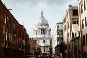 metropolis street and old cathedral