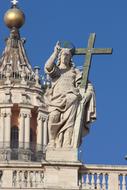 statue of Christ on the roof of St. Peter's Basilica at Vatican