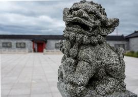 Stone Monster Sculpture black and white