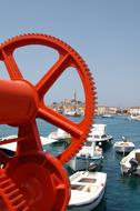 Boats on the water in the beautiful port in Rovinj, Istria, Croatia