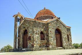 Beautiful and colorful church among the plants, in Ayia Varvara, Cyprus