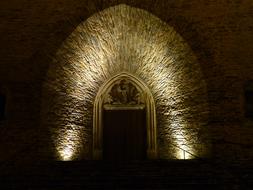 Lighting at gothic church wall, germany, annaberg