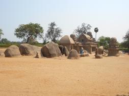 large stones near a building in the desert of india