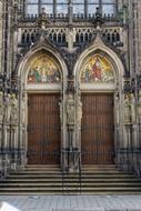 Jesus and saints, mosaic above doors of old church