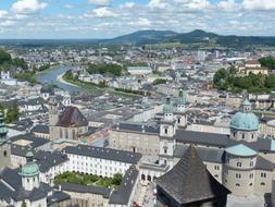 aerial view of Salzburg Cathedral Dom