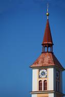 Church Steeple Clock Tower at blue sky