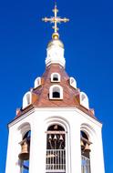 Moscow Church Orthodox against the background of a bright blue sky