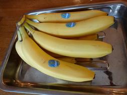 bananas on a metal tray