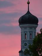 Ulm Church Steeple at pink sunset