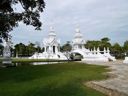 distant view of the white temple in laos