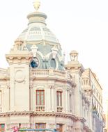 Beautiful and colorful, patterned cathedral with the dome, in sunlight