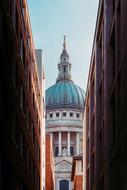 view from a narrow street to the cathedral