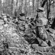 black and white photo of rocks