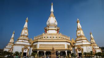 Beautiful and colorful architecture in Thailand, under the blue sky