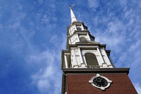 Church spire in Boston Usa