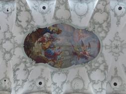 Beautiful and colorful ceiling painting in the Collegiate Church of St Peter in Salzburg, Austria