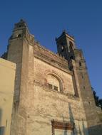 Beautiful Church of Tepeaca in Puebla, Mexico, under the blue sky