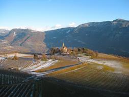 old church in countryside at mountains, scenic Landscape, italy, South Tyrol