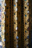 Beautiful and colorful, gold pattern in the Thai temple in light