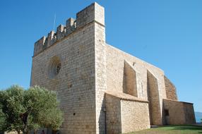 rear view of stone Church at summer