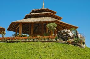 Bamboo Hut with rice straw roof