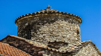 stone tower in a temple in cyprus